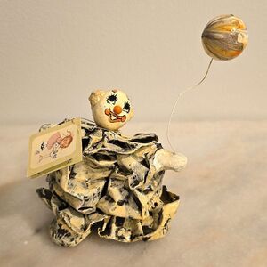 Signed Rosa Maria Silva Paper Mache Clown with Balloon Mexican Vintage